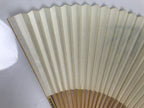 Japanese Paper Folding Fan Vtg Sensu Bamboo Frame Green Take Leaves White 5D13