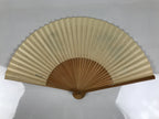 Japanese Paper Folding Fan Vtg Sensu Bamboo Frame Kikyo Bellflower Bird 4D980