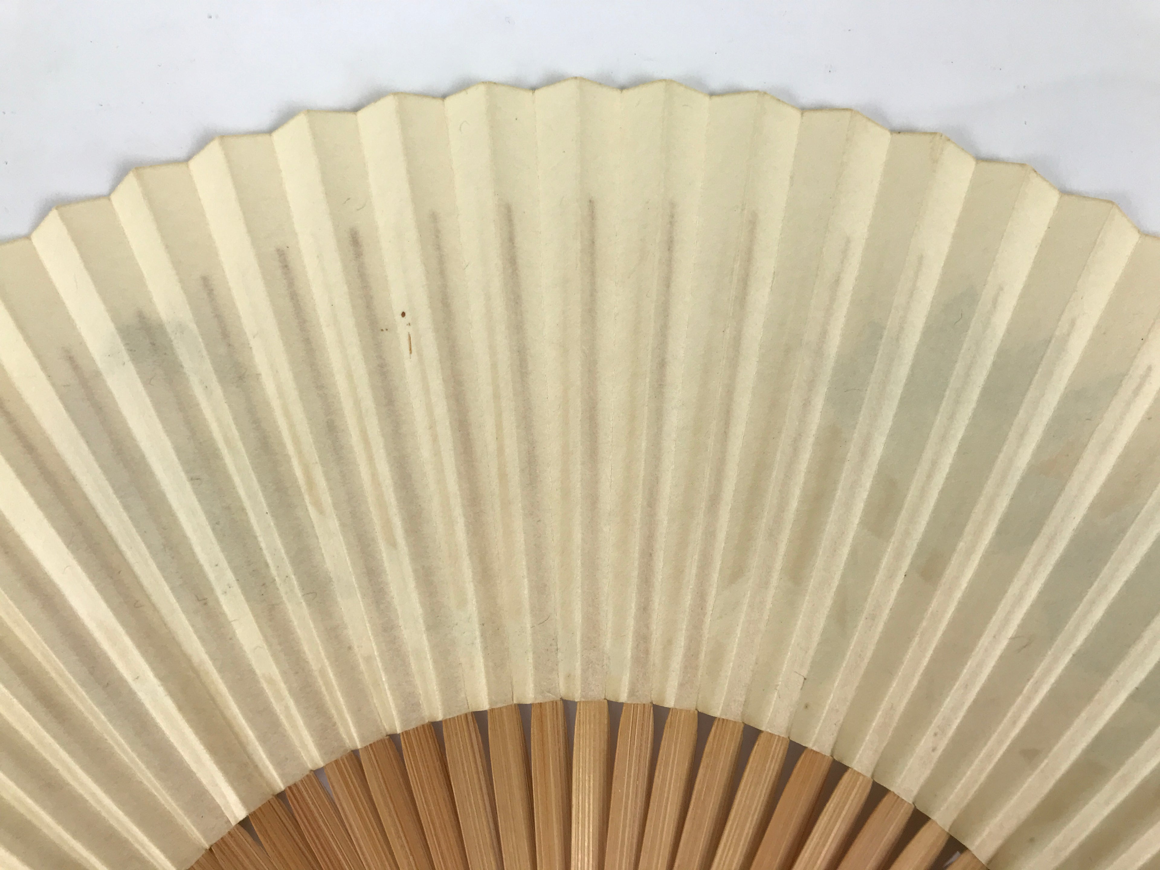 Japanese Paper Folding Fan Vtg Sensu Bamboo Frame Kikyo Bellflower Bird 4D980