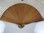 Japanese Paper Folding Fan Vtg Sensu Bamboo Frame Pine Tree Branch Silver 4D982
