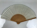Japanese Paper Folding Fan Vtg Sensu Bamboo Frame River Cherry Blossom 4D981
