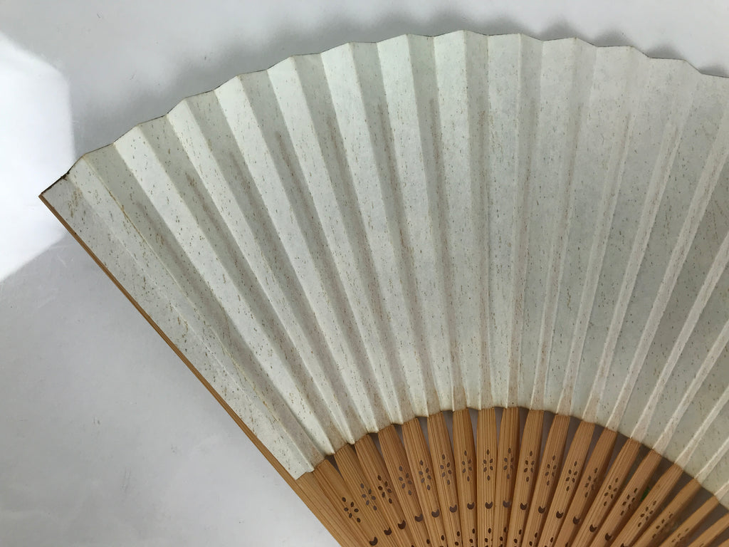 Japanese Paper Folding Fan Vtg Sensu Bamboo Frame River Cherry Blossom 4D981