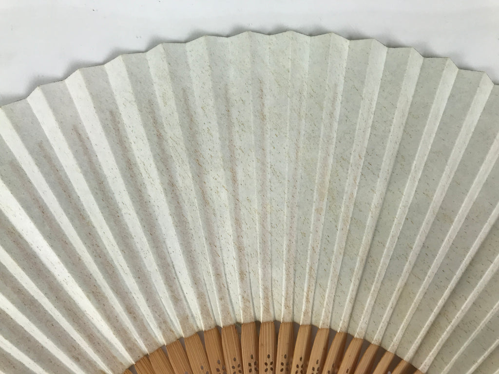 Japanese Paper Folding Fan Vtg Sensu Bamboo Frame River Cherry Blossom 4D981