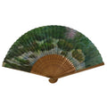 Japanese Paper Folding Fan Vtg Sensu Bamboo Frame River Cherry Blossom 4D981