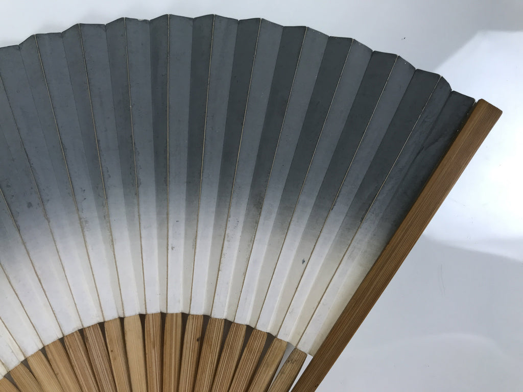 Japanese Paper Folding Fan Vtg Sensu Bamboo Frame Silver Crabs Kani Blue 5D15
