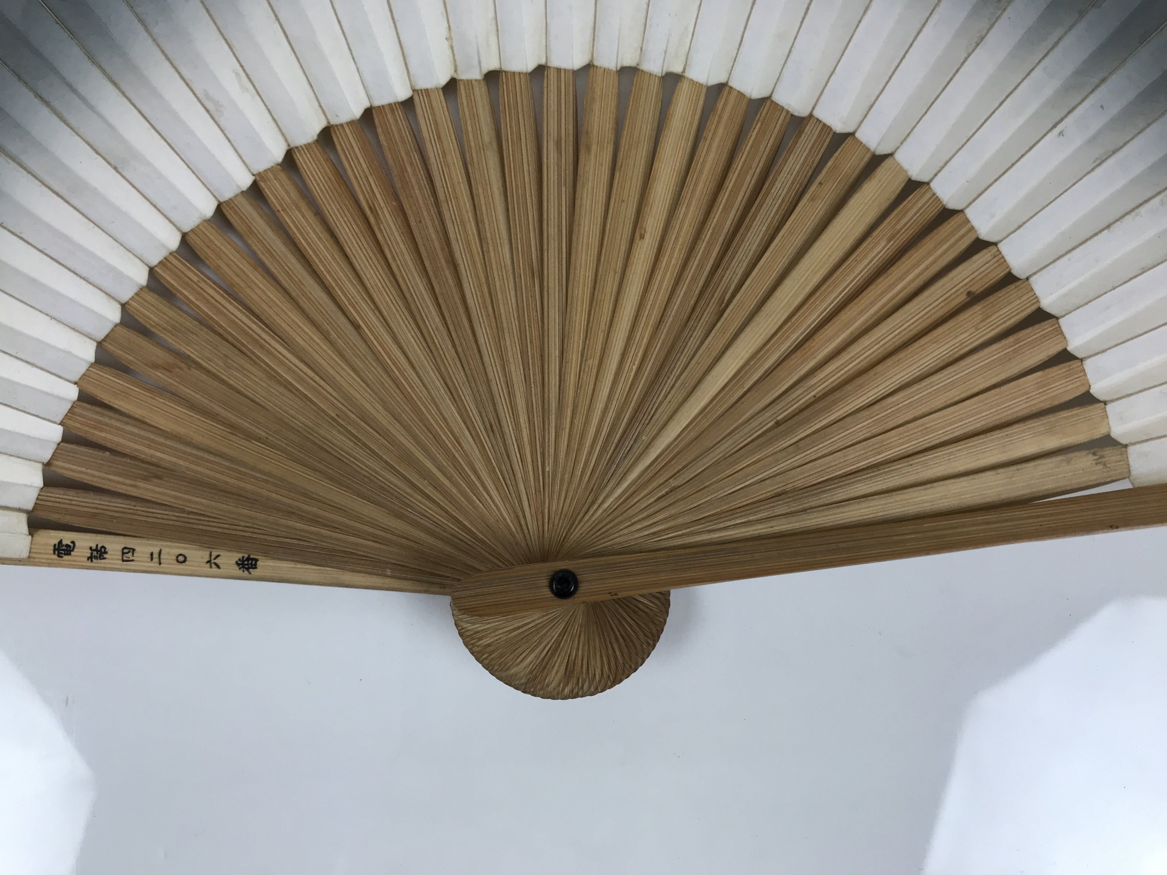 Japanese Paper Folding Fan Vtg Sensu Bamboo Frame Silver Crabs Kani Blue 5D15