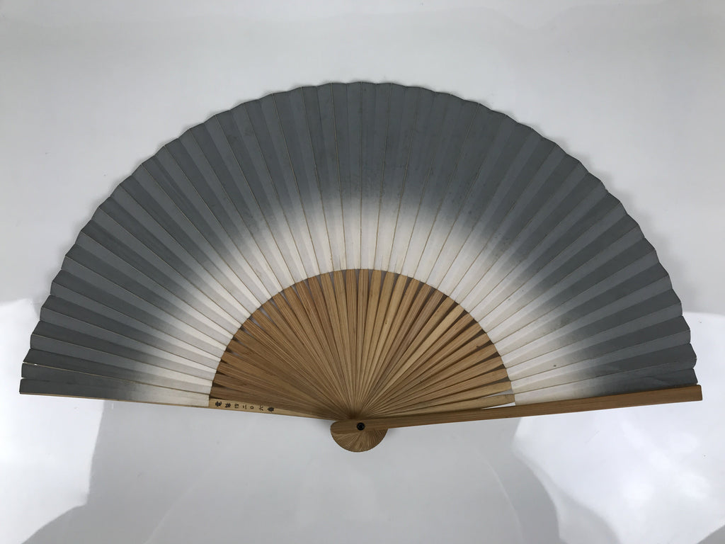 Japanese Paper Folding Fan Vtg Sensu Bamboo Frame Silver Crabs Kani Blue 5D15