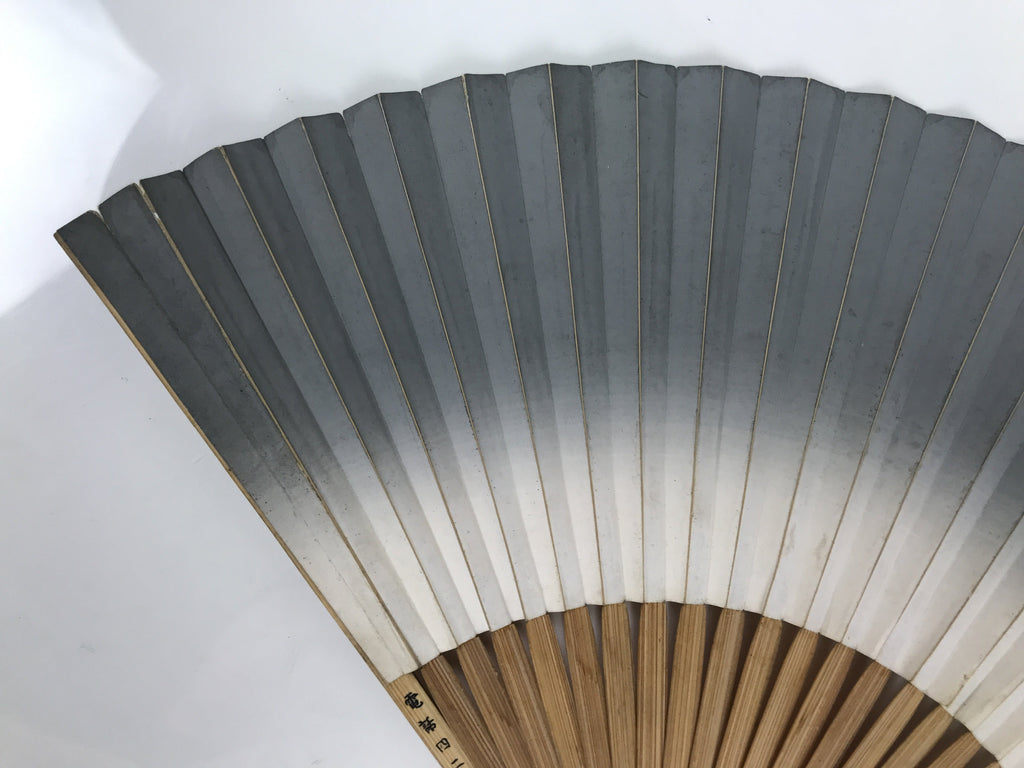 Japanese Paper Folding Fan Vtg Sensu Bamboo Frame Silver Crabs Kani Blue 5D15