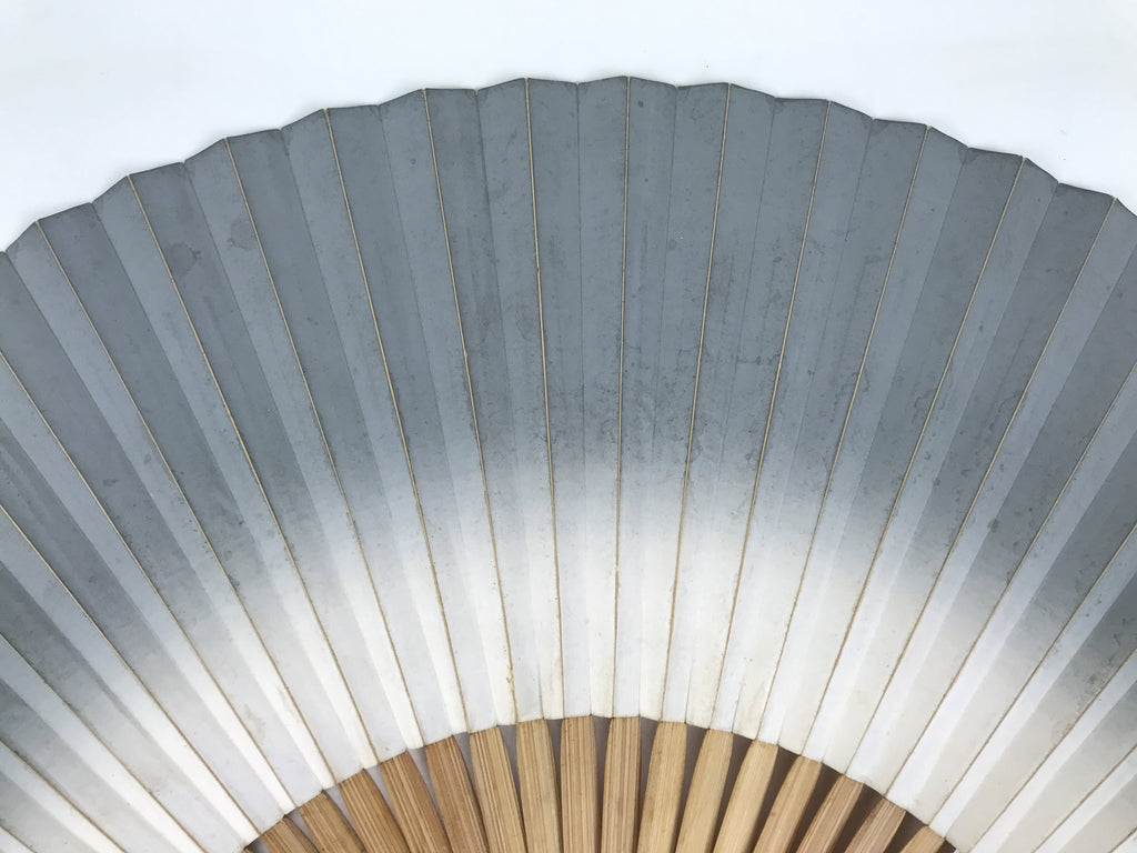 Japanese Paper Folding Fan Vtg Sensu Bamboo Frame Silver Crabs Kani Blue 5D15