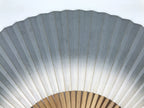 Japanese Paper Folding Fan Vtg Sensu Bamboo Frame Silver Crabs Kani Blue 5D15