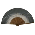 Japanese Paper Folding Fan Vtg Sensu Bamboo Frame Silver Crabs Kani Blue 5D15