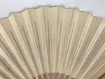 Japanese Paper Folding Fan Vtg Sensu Bamboo Frame White Bird Crane Couple 5D38