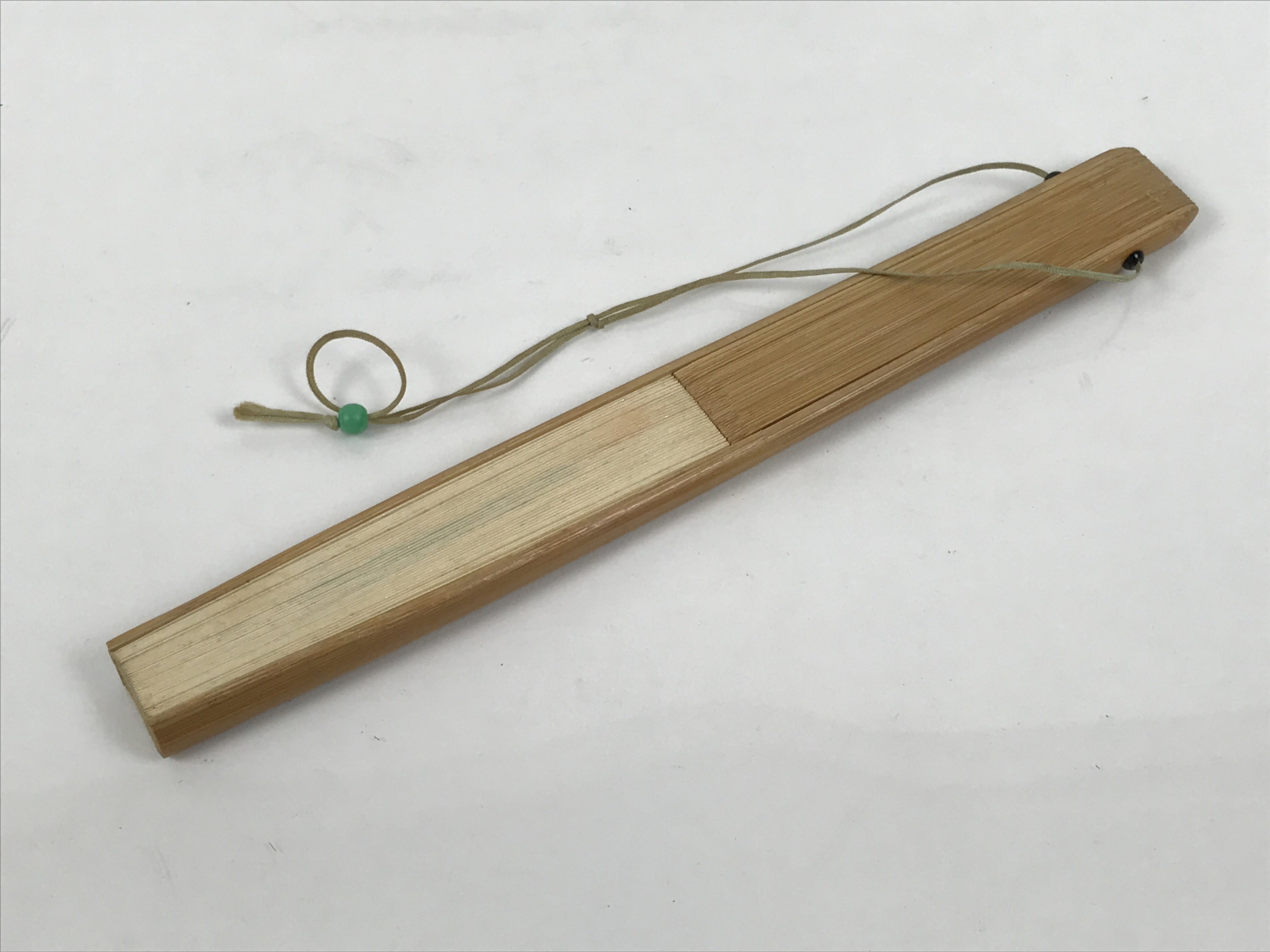 Japanese Paper Folding Fan Vtg Sensu Bamboo Frame White Green Sansho Berry 5D16