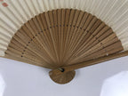 Japanese Paper Folding Fan Vtg Sensu Bamboo Frame White Green Sansho Berry 5D16