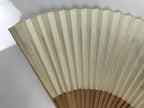 Japanese Paper Folding Fan Vtg Sensu Bamboo Frame White Green Sansho Berry 5D16