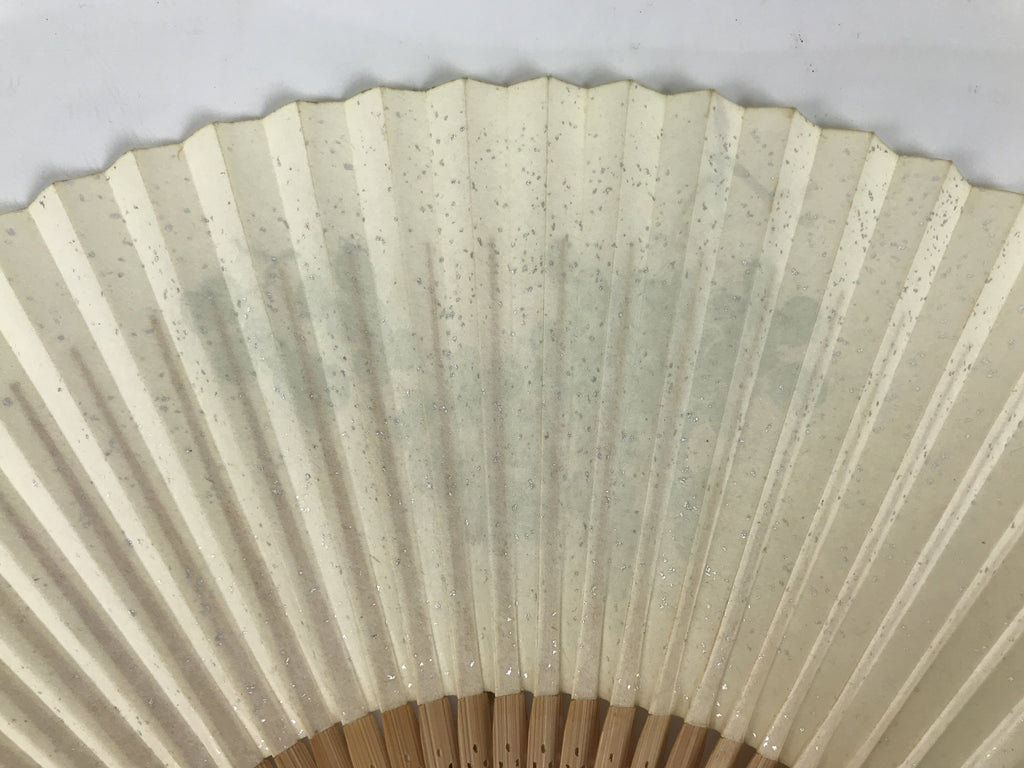 Japanese Paper Folding Fan Vtg Sensu Bamboo Frame White Green Sansho Berry 5D16