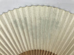 Japanese Paper Folding Fan Vtg Sensu Bamboo Frame White Green Sansho Berry 5D16
