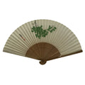 Japanese Paper Folding Fan Vtg Sensu Bamboo Frame White Green Sansho Berry 5D16