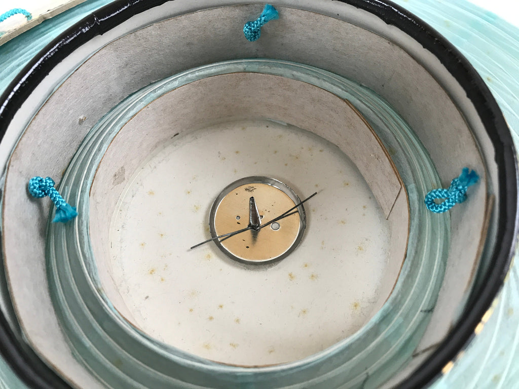 Japanese Paper Hanging Chochin Lantern Vtg Flowers Blue Tassel Black Gold LT72