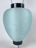 Japanese Paper Hanging Chochin Lantern Vtg Flowers Blue Tassel Black Gold LT72