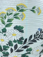 Japanese Paper Hanging Chochin Lantern Vtg Flowers Blue Tassel Black Gold LT72