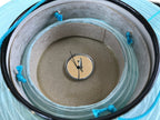 Japanese Paper Hanging Chochin Lantern Vtg Flowers Blue Tassel Black Gold LT73
