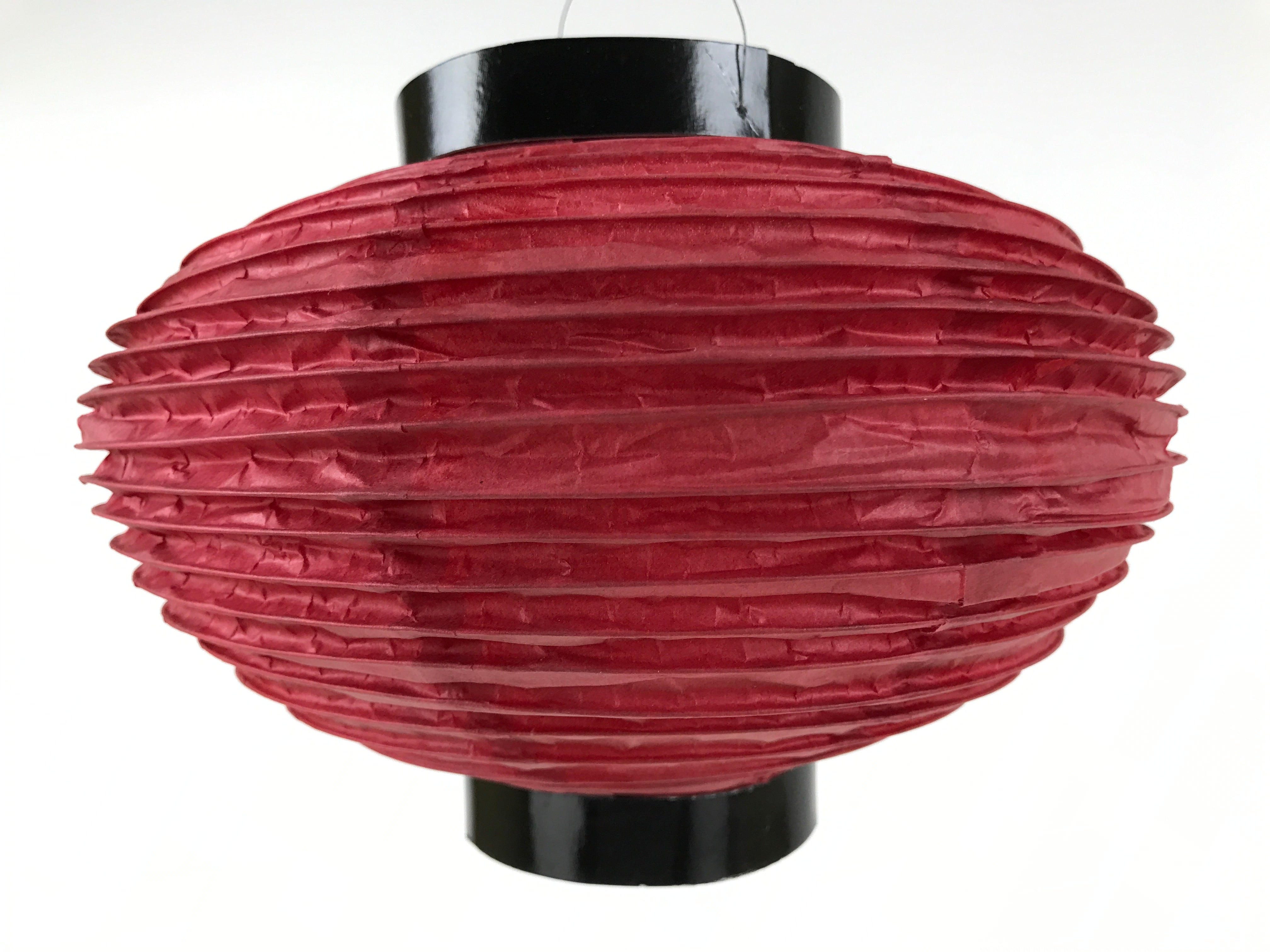 Japanese Paper Hanging Lantern Vtg Candle Holder Small Round Red