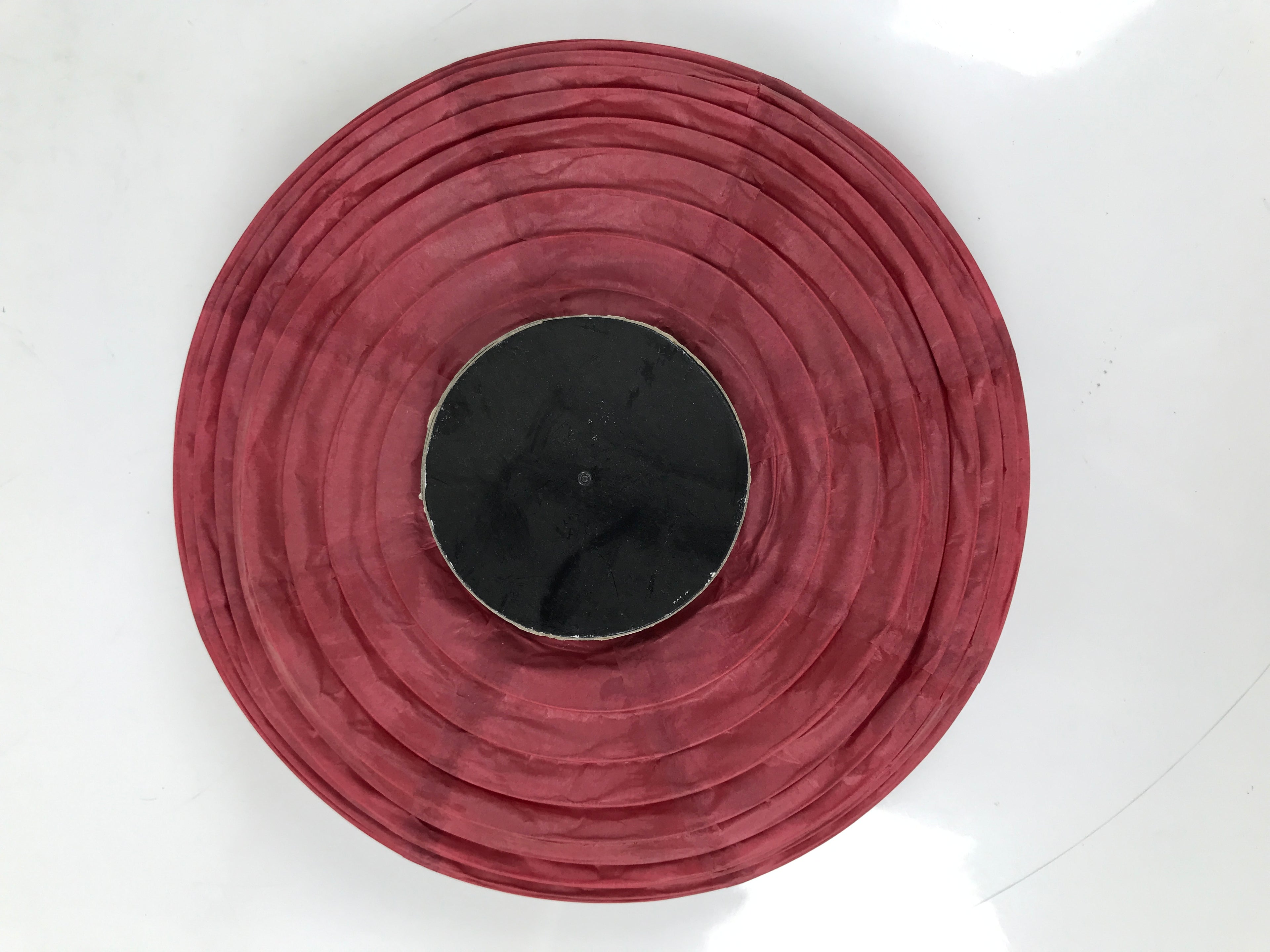 Japanese Paper Hanging Lantern Vtg Candle Holder Small Round Red Decor LT92