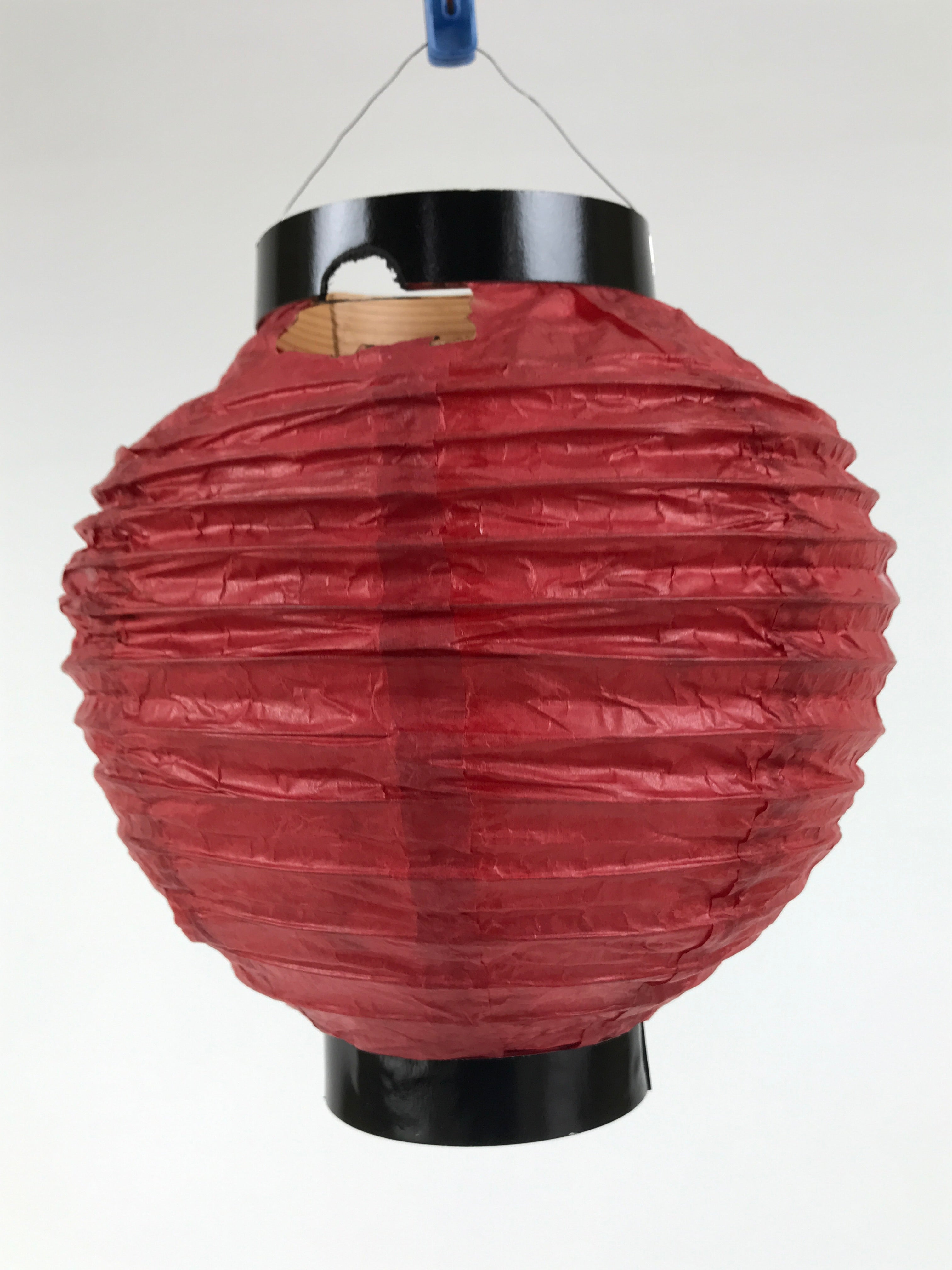 Japanese Paper Hanging Lantern Vtg Chochin Candle Holder Small Round Pink LT103