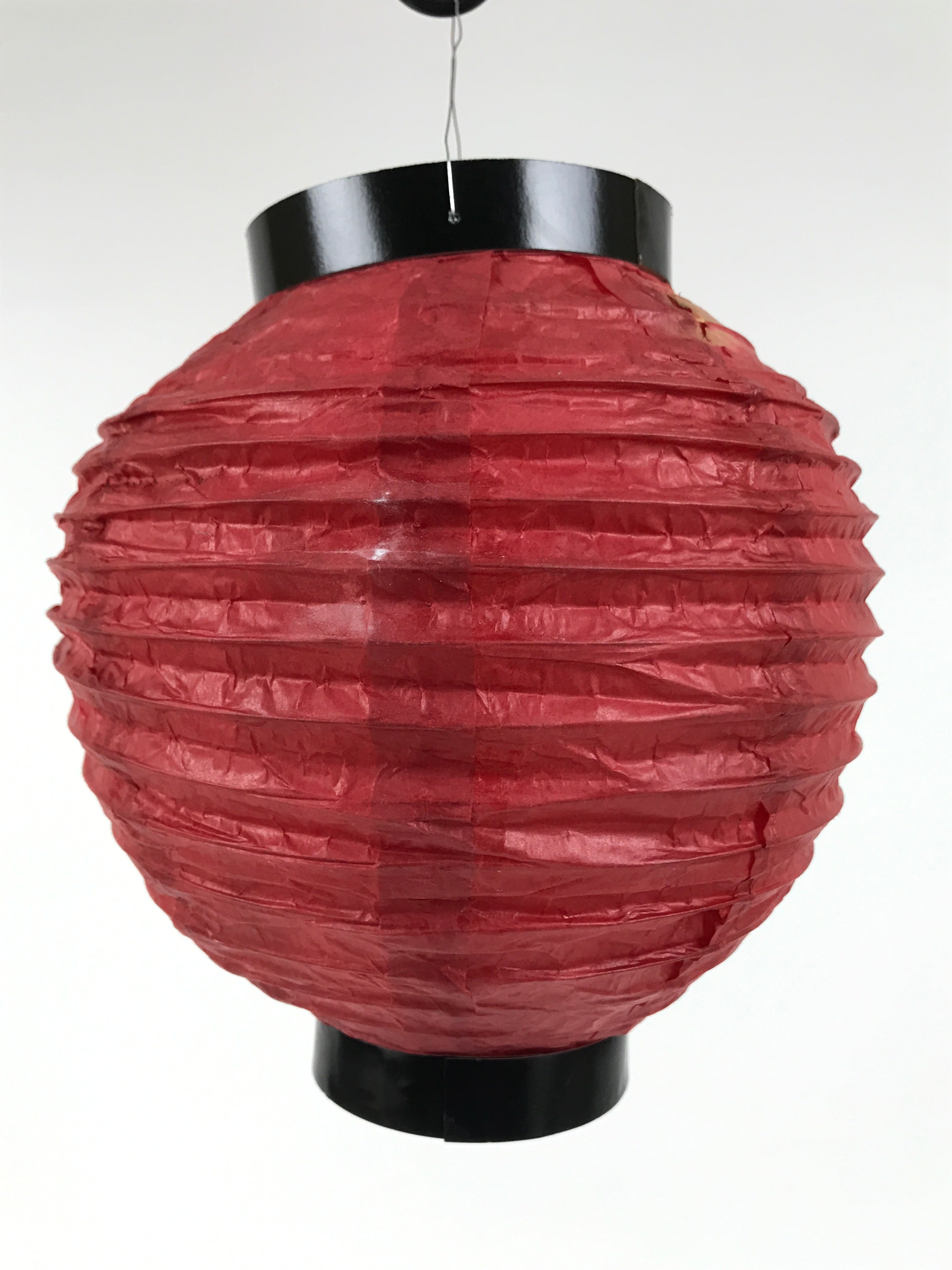Japanese Paper Hanging Lantern Vtg Chochin Candle Holder Small Round Pink LT103