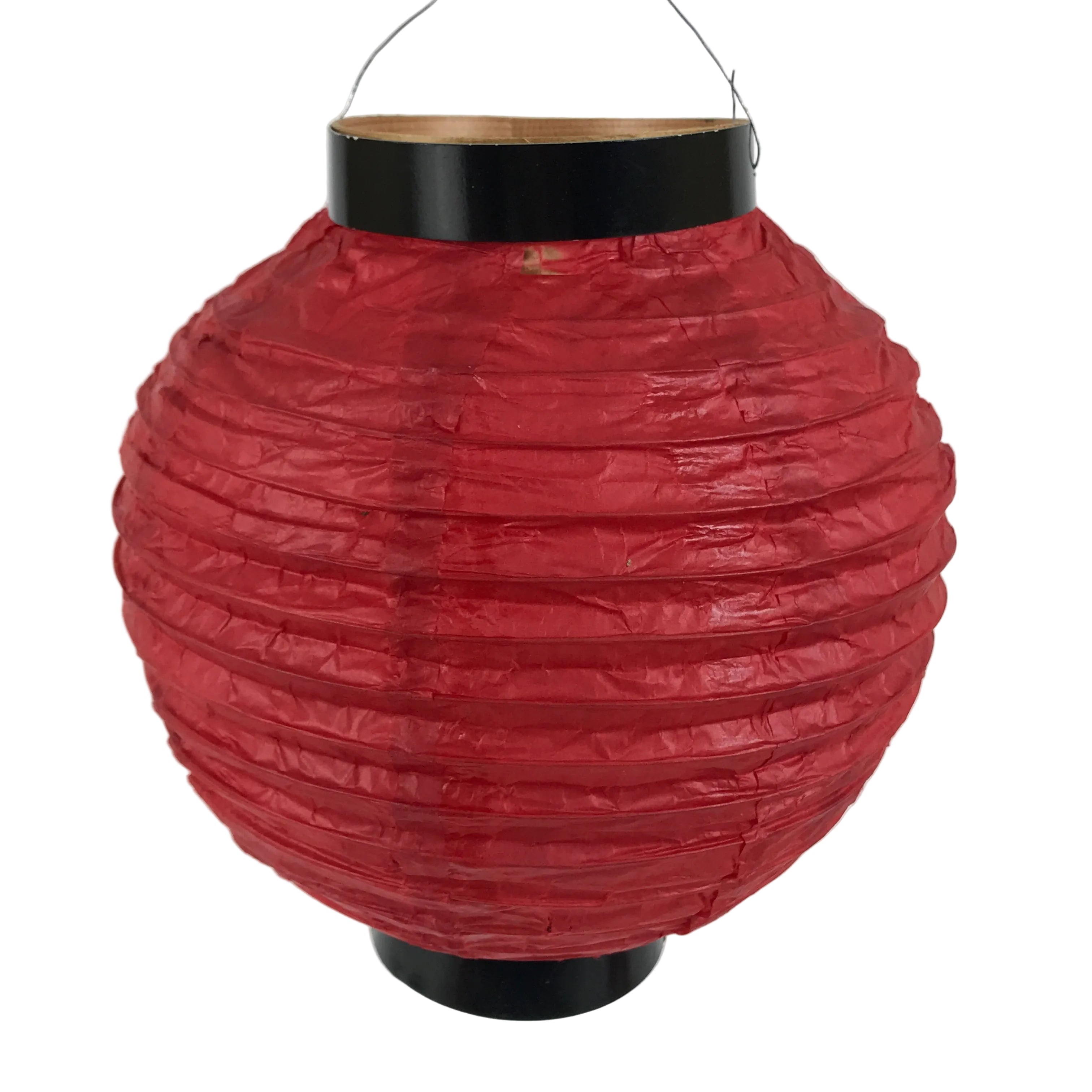 Japanese Paper Hanging Lantern Vtg Chochin Candle Holder Small Round Pink LT105