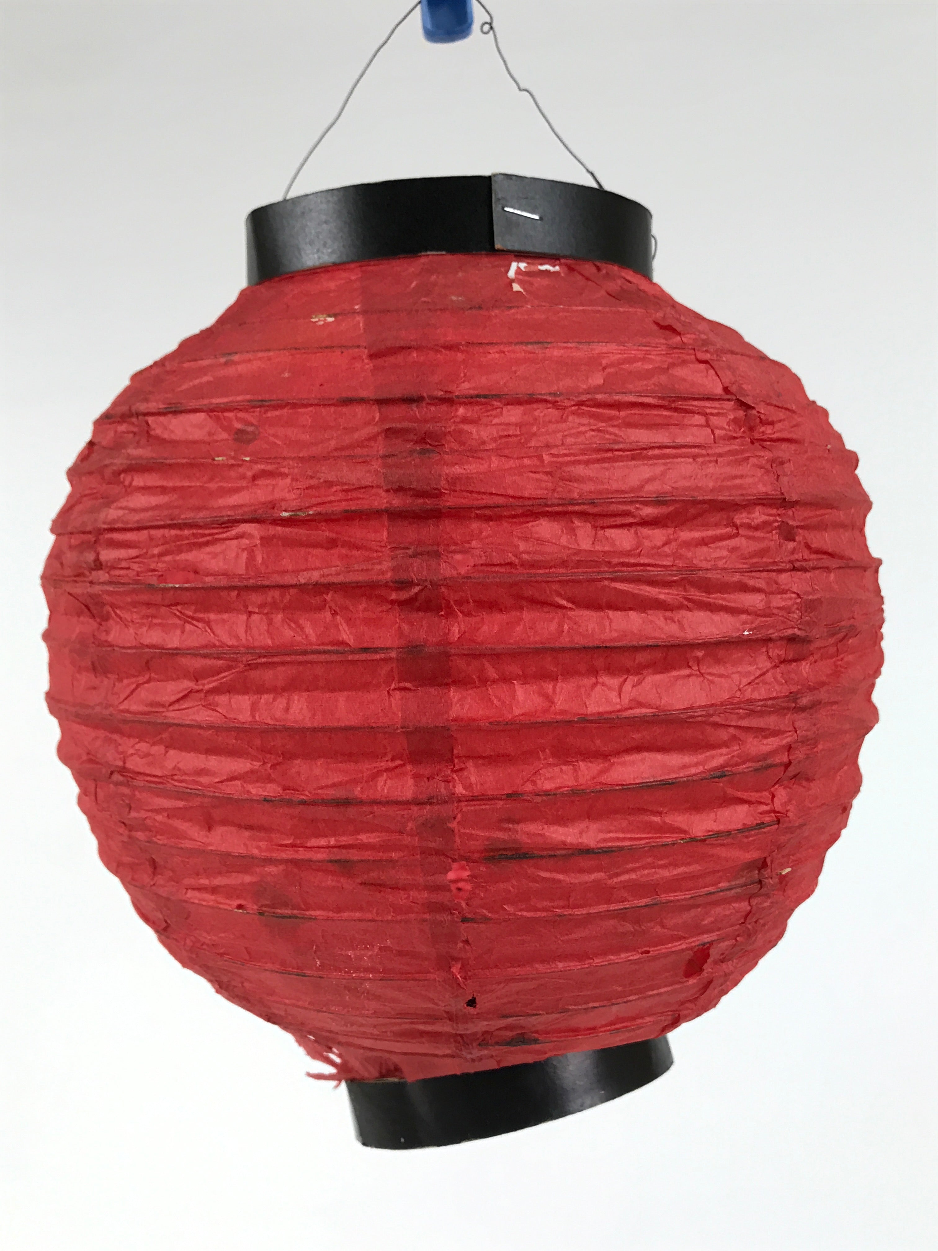 Japanese Paper Hanging Lantern Vtg Chochin Candle Holder Small Round Pink LT106