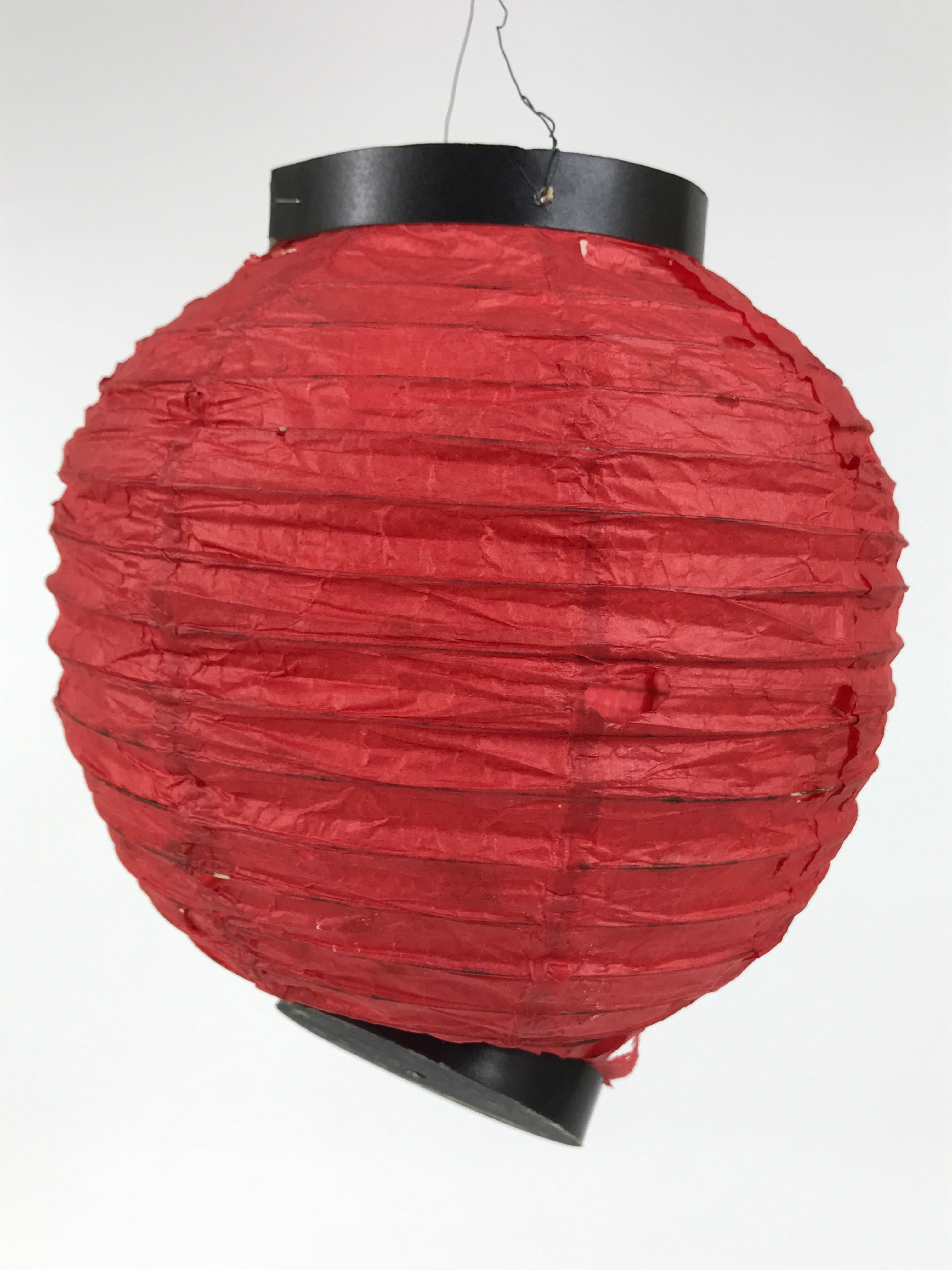 Japanese Paper Hanging Lantern Vtg Chochin Candle Holder Small Round Pink LT106