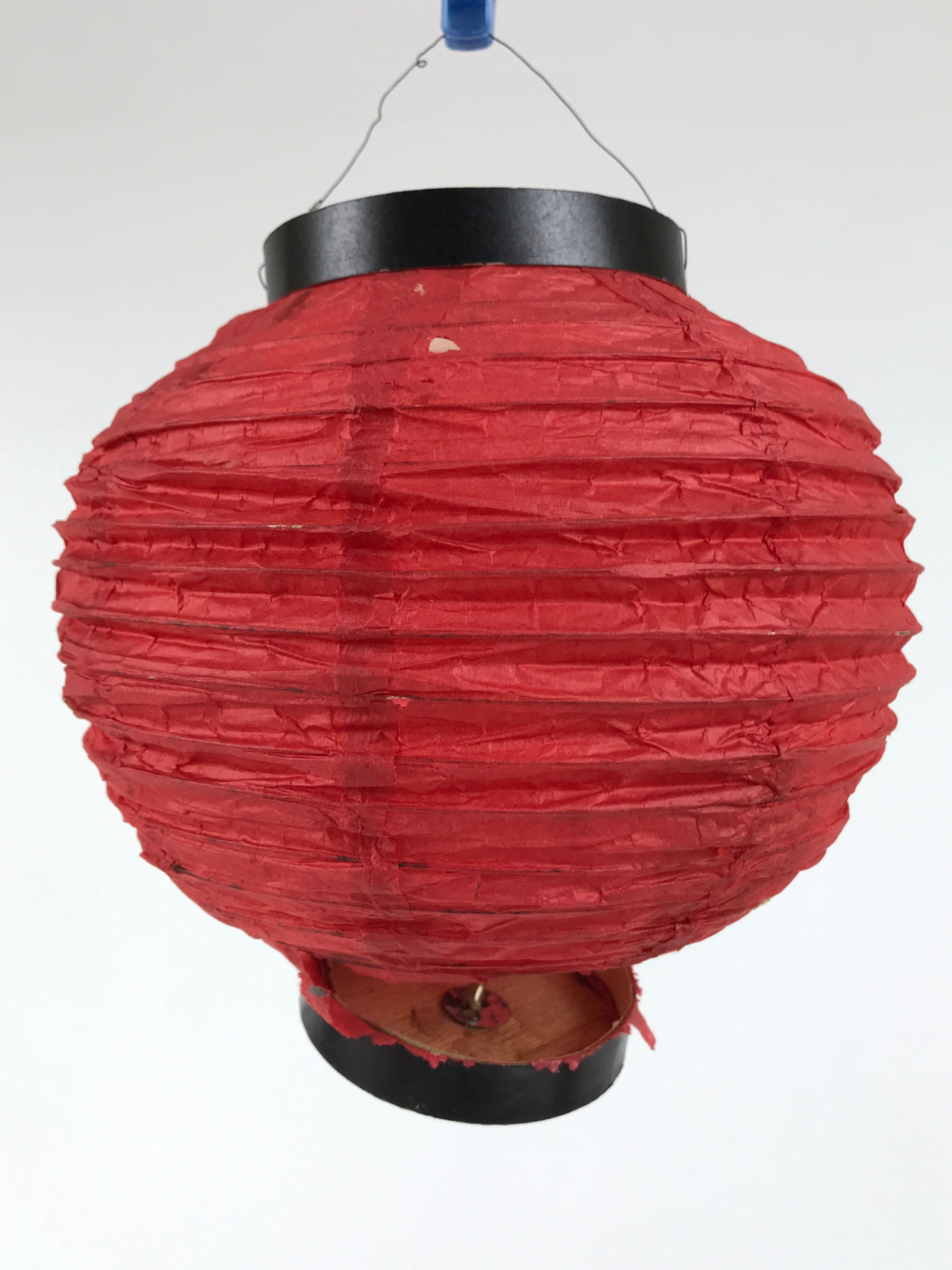 Japanese Paper Hanging Lantern Vtg Chochin Candle Holder Small Round Pink LT106
