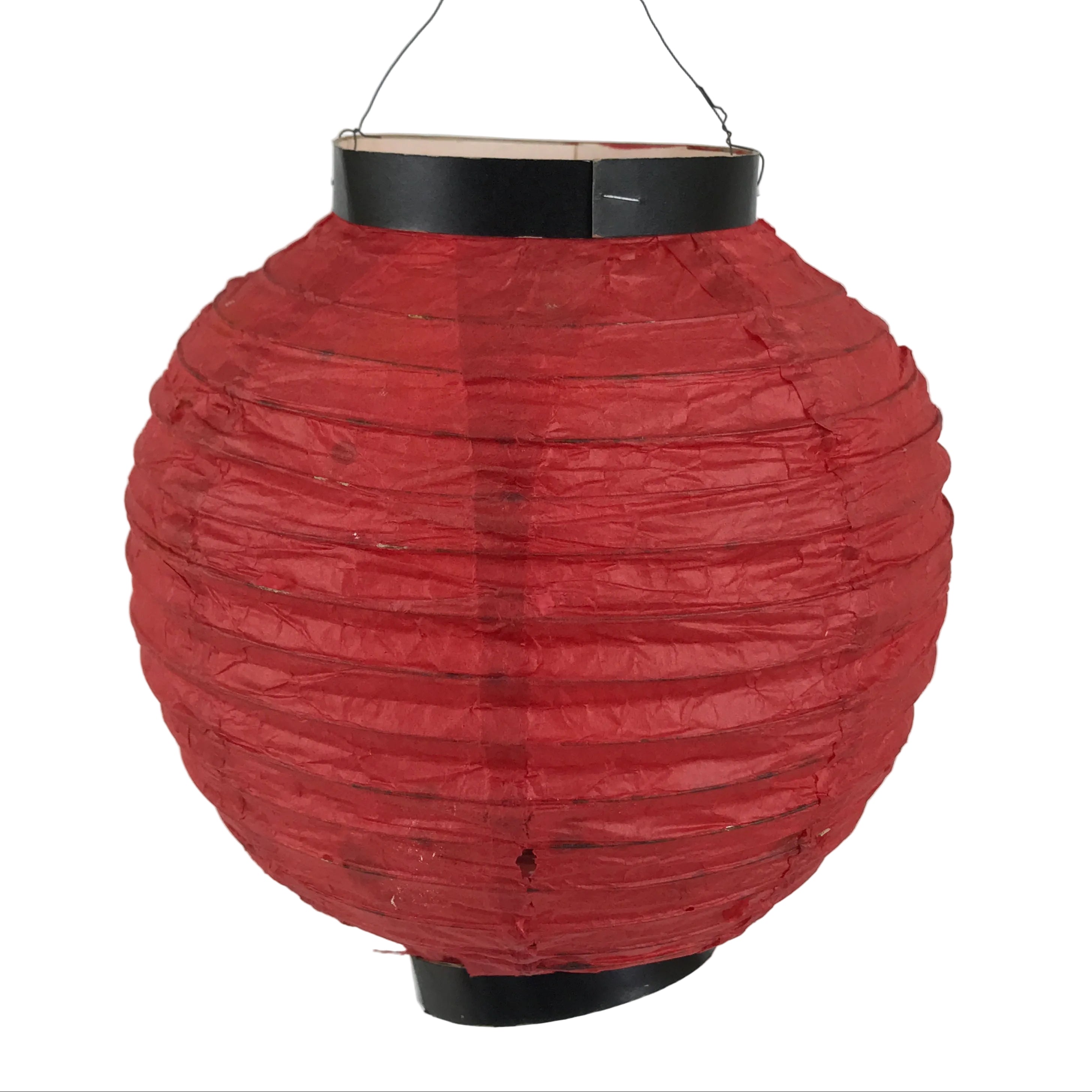 Japanese Paper Hanging Lantern Vtg Chochin Candle Holder Small Round Pink LT106