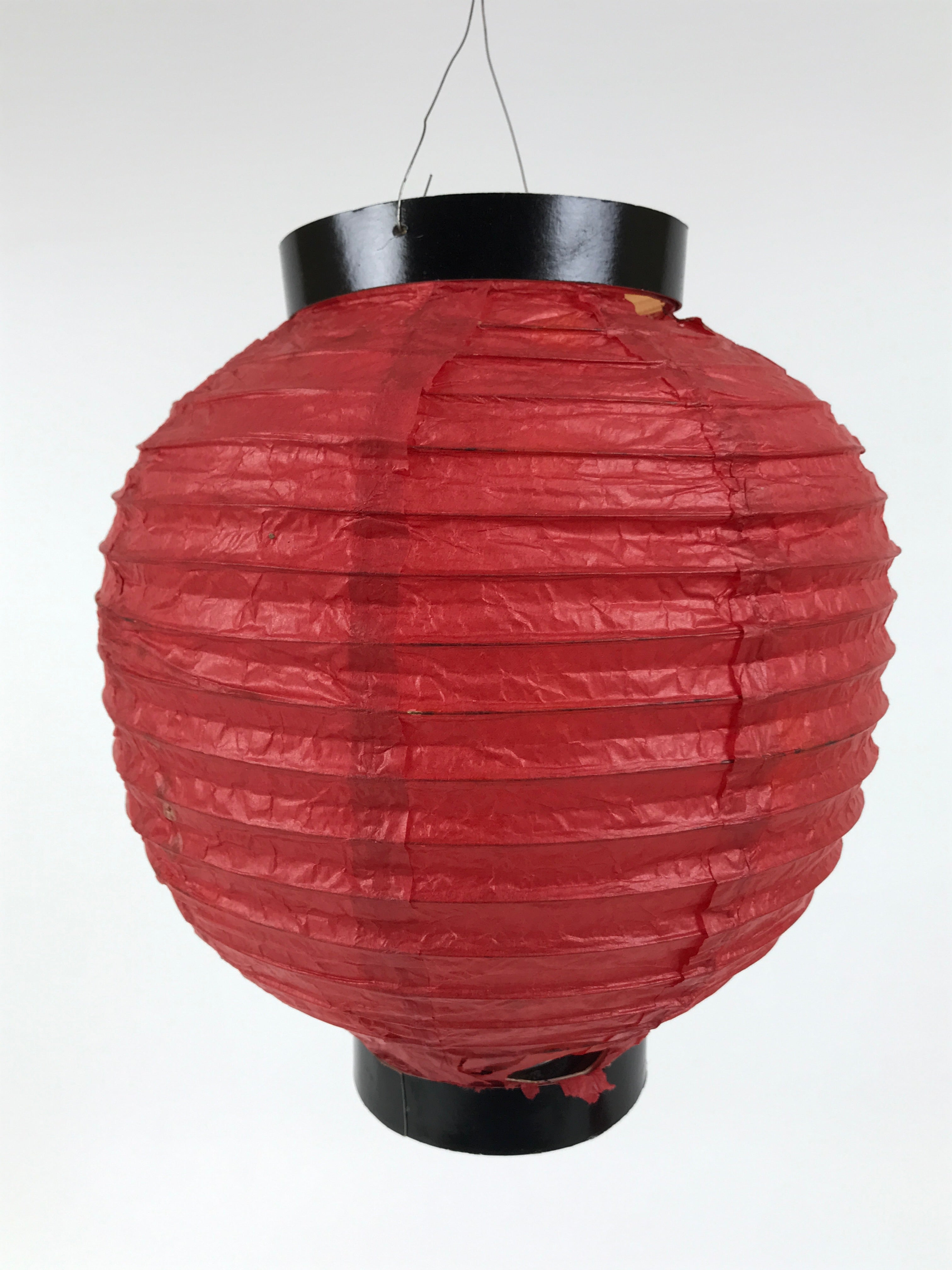 Japanese Paper Hanging Lantern Vtg Chochin Candle Holder Small Round Pink LT107