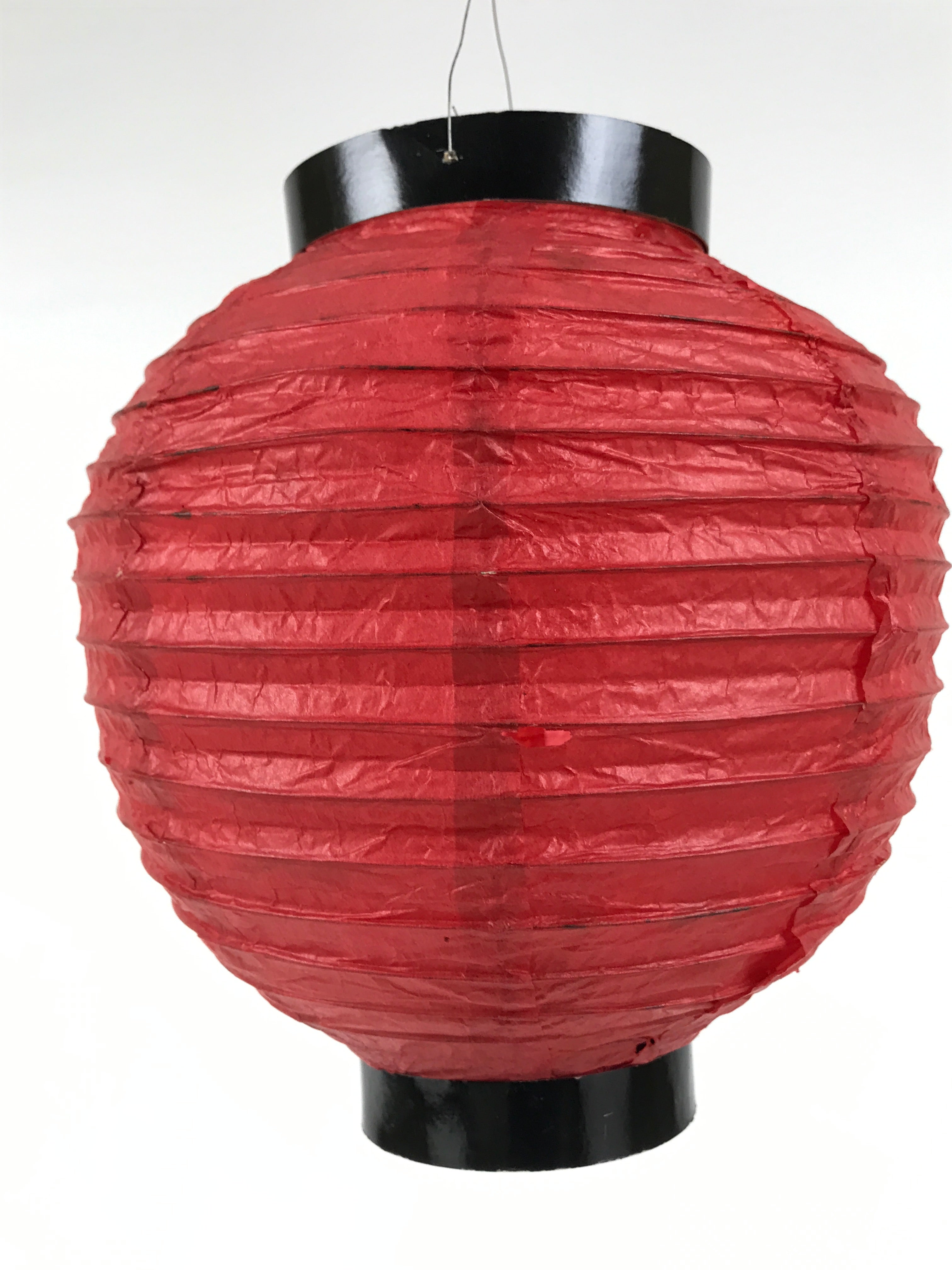 Japanese Paper Hanging Lantern Vtg Chochin Candle Holder Small Round Pink LT107