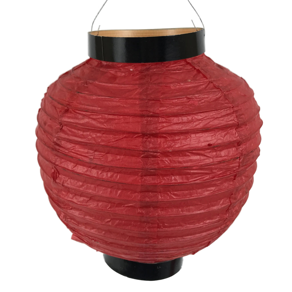 Japanese Paper Hanging Lantern Vtg Chochin Candle Holder Small Round Pink LT107