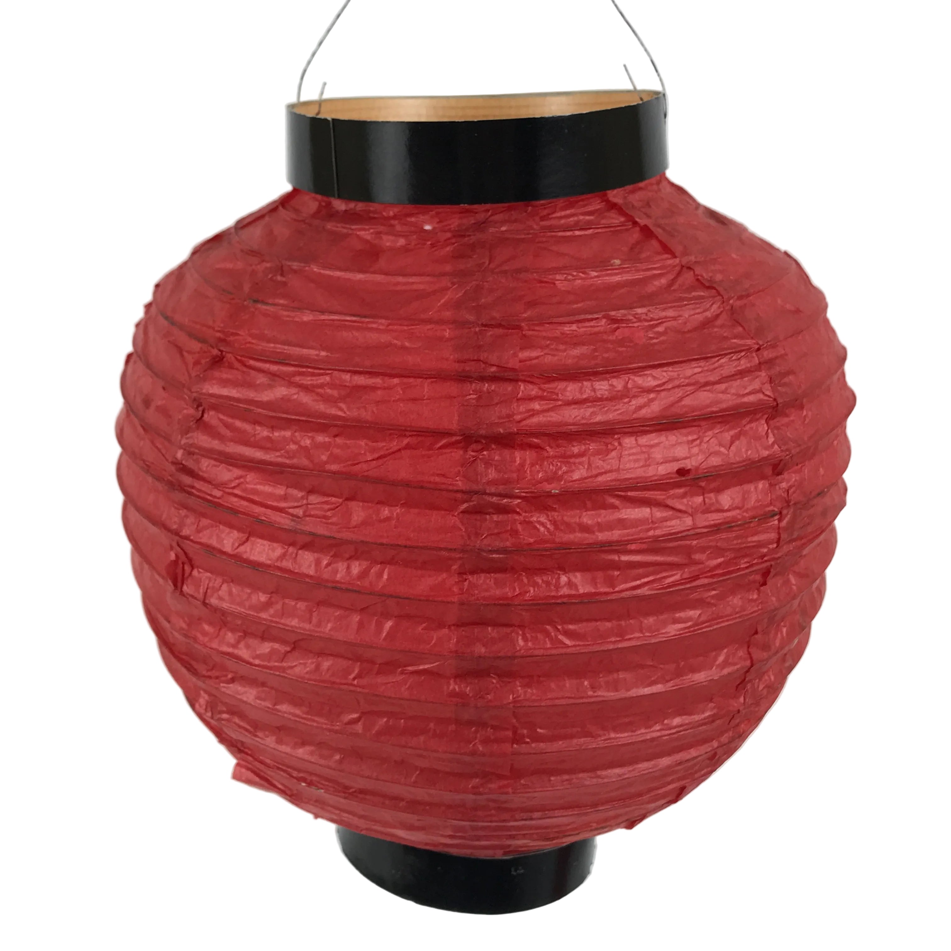 Japanese Paper Hanging Lantern Vtg Chochin Candle Holder Small Round Pink LT107
