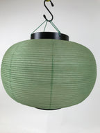 Japanese Paper Hanging Lantern Vtg Obon Flowers Chrysanthemum Green Decor LT93
