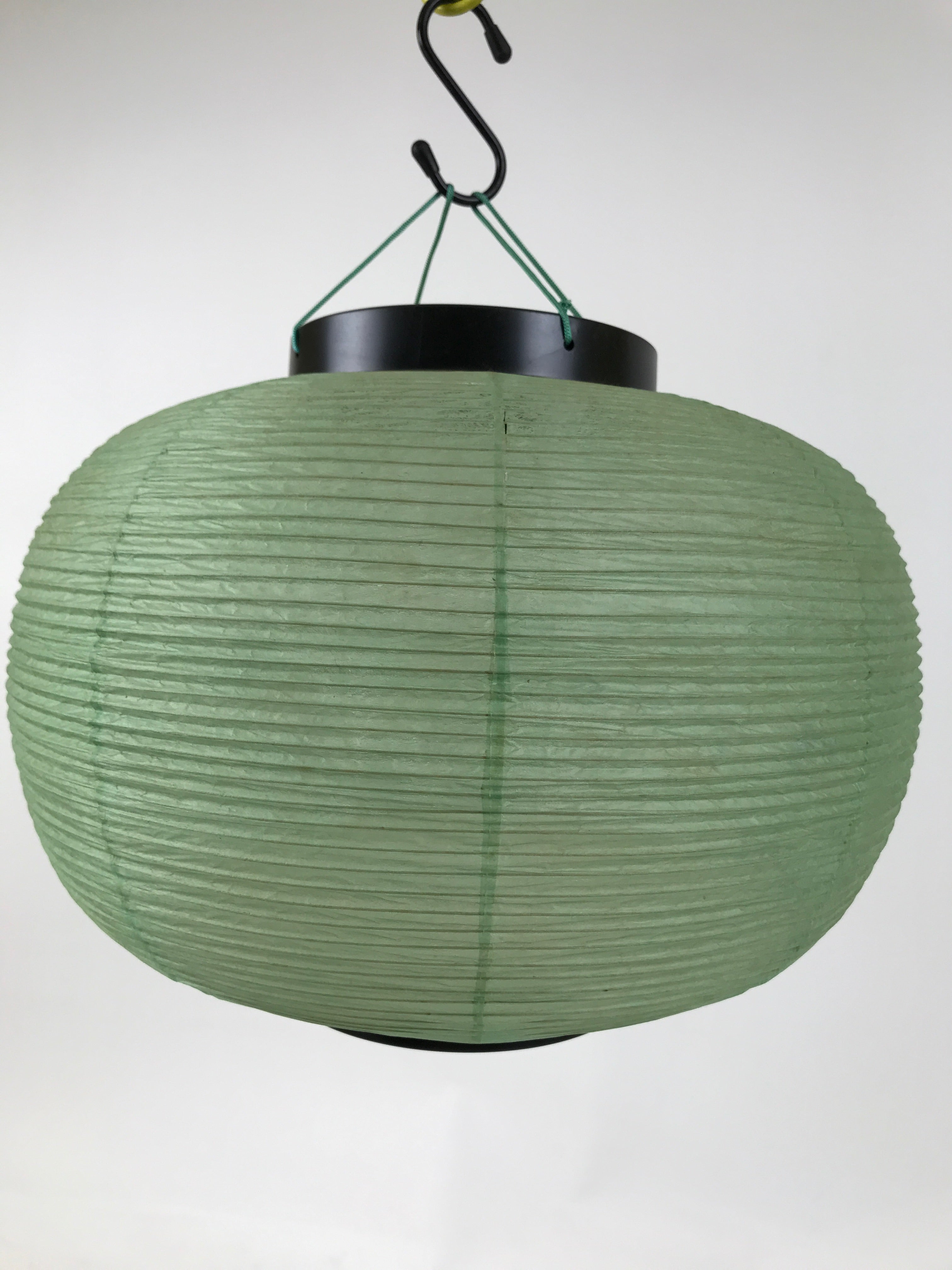 Japanese Paper Hanging Lantern Vtg Obon Flowers Chrysanthemum Green Decor LT93