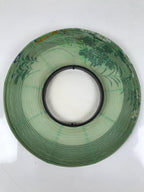 Japanese Paper Hanging Lantern Vtg Obon Flowers Chrysanthemum Green Decor LT93