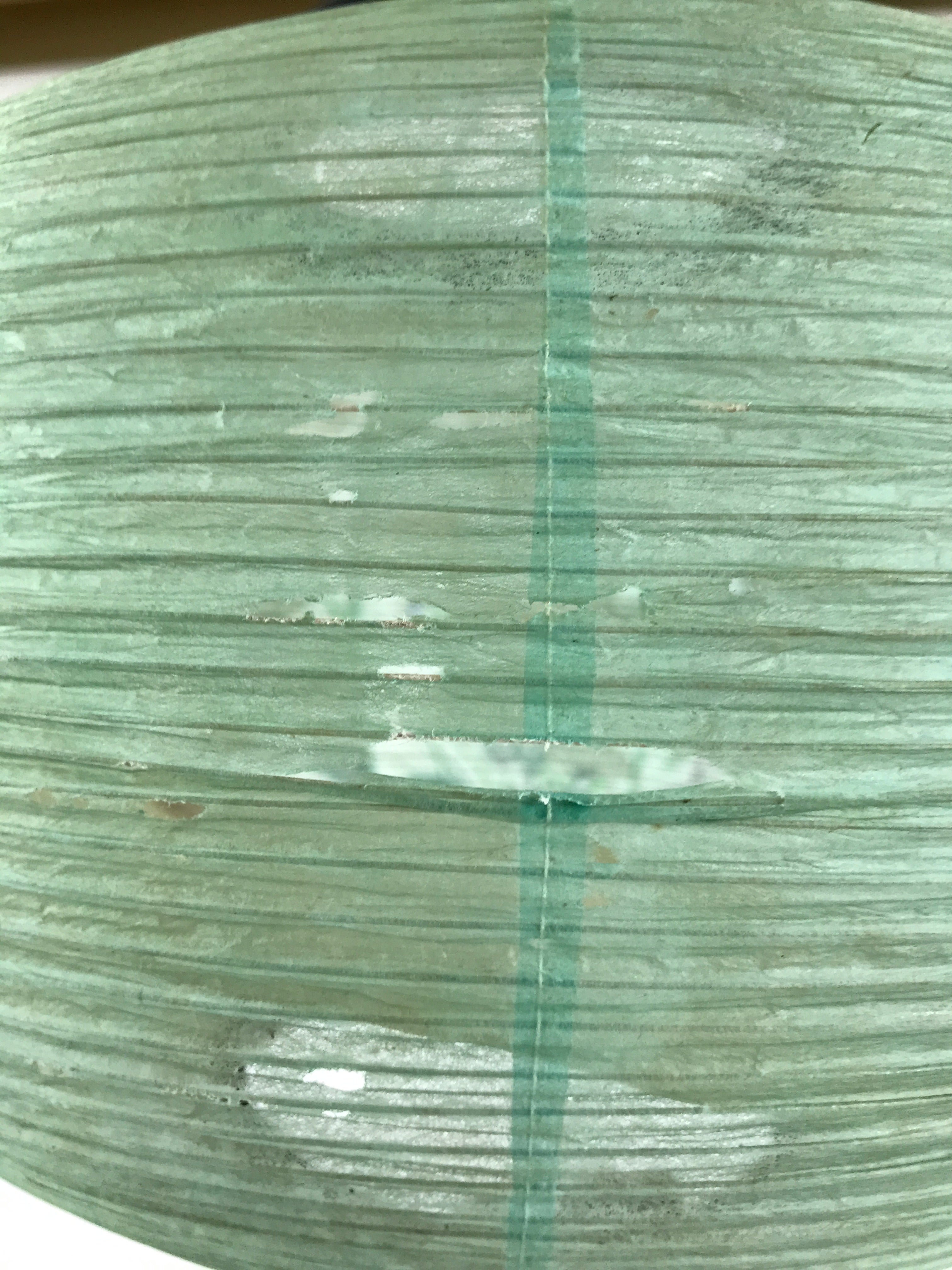 Japanese Paper Hanging Lantern Vtg Obon Flowers Chrysanthemum Green Decor LT94