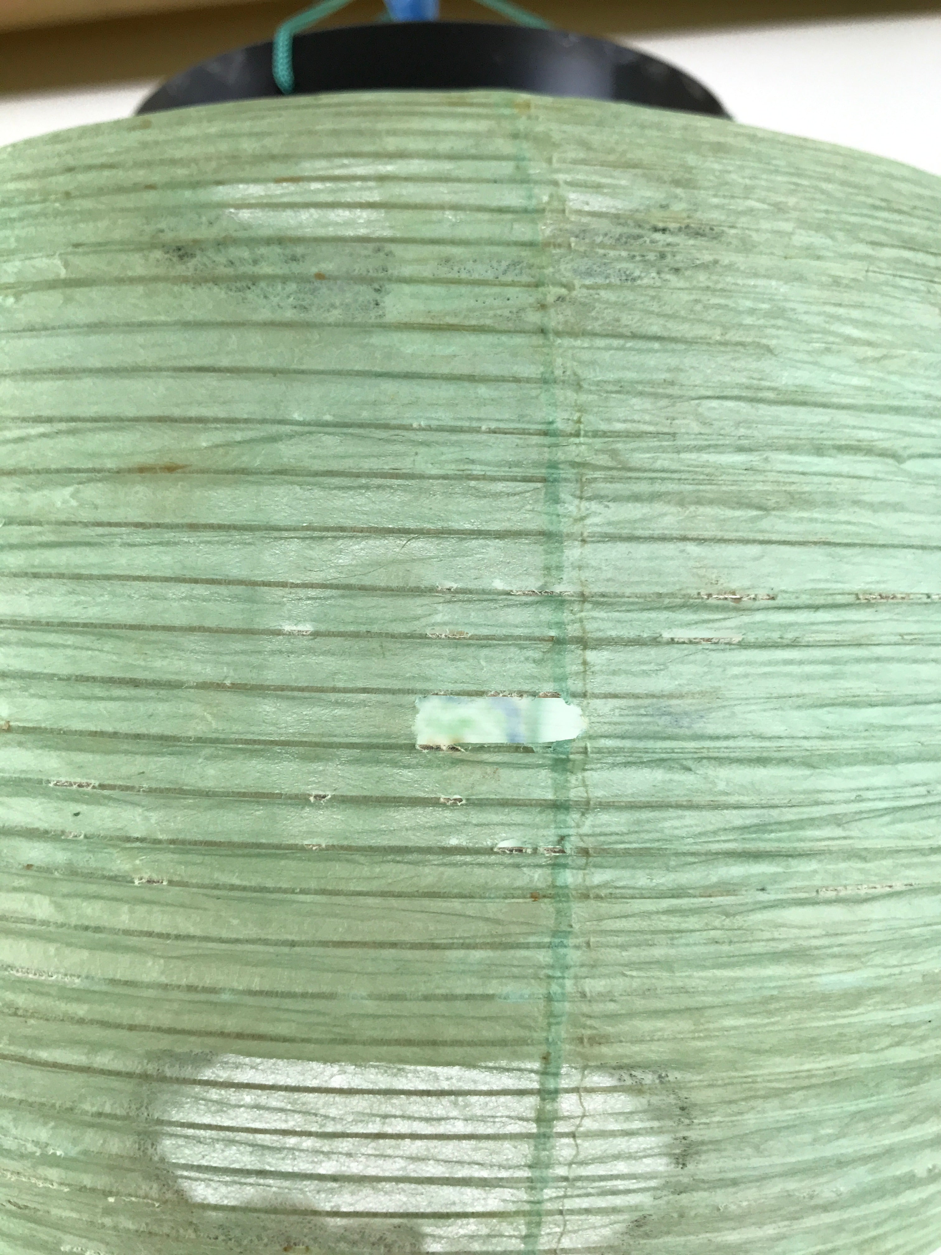 Japanese Paper Hanging Lantern Vtg Obon Flowers Chrysanthemum Green Decor LT94