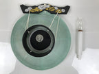 Japanese Paper Hanging Lantern Vtg Obon Flowers Chrysanthemum Green Decor LT95