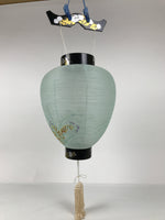 Japanese Paper Hanging Lantern Vtg Obon Flowers Chrysanthemum Green Decor LT95