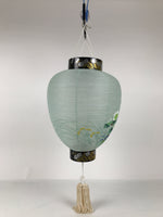 Japanese Paper Hanging Lantern Vtg Obon Flowers Chrysanthemum Green Decor LT95