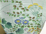 Japanese Paper Hanging Lantern Vtg Obon Flowers Chrysanthemum Green Decor LT95