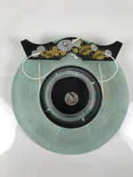 Japanese Paper Hanging Lantern Vtg Obon Flowers Chrysanthemum Green Decor LT95