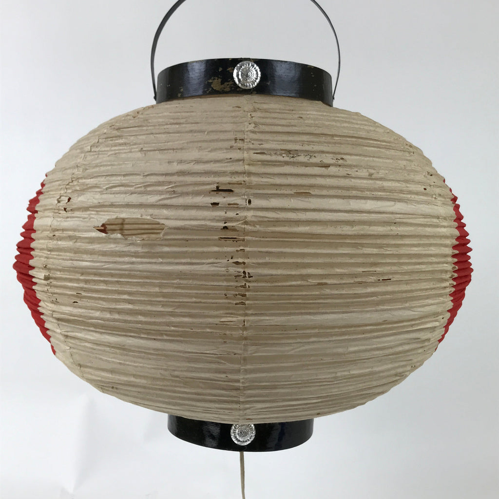 Japanese Paper Hanging Votive Lantern Vtg Kento Hinomaru White Red Black LT89